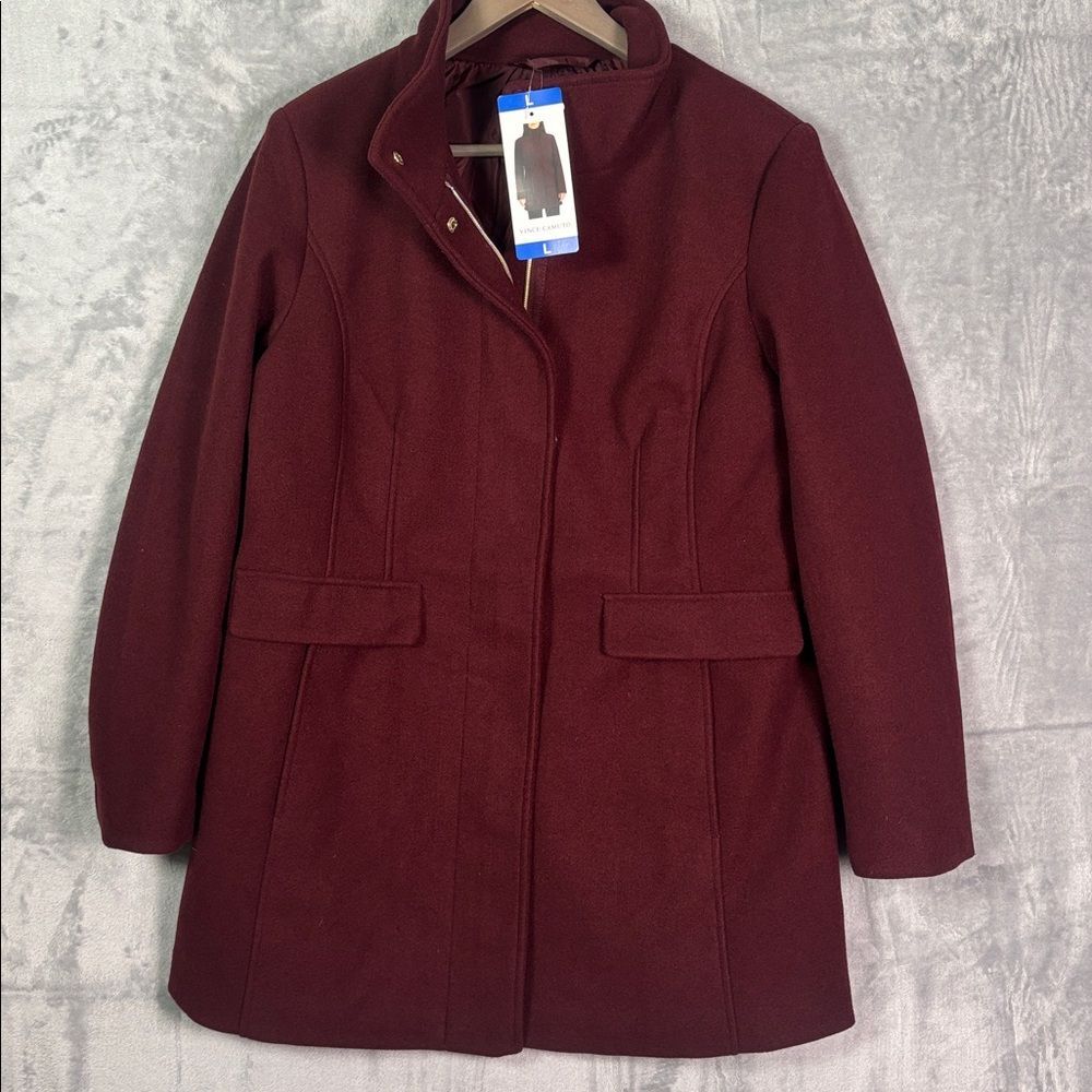 NWT New Vince Camuto Maroon Soft Full Zip High Collar Jacket Size Large